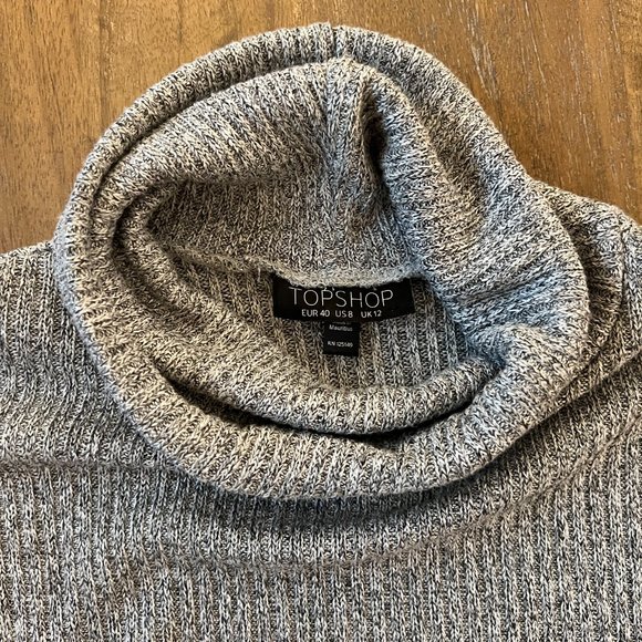 topshop - grey cowl neck midi dress - three quarter sleeve - size 8 - Picture 2 of 4